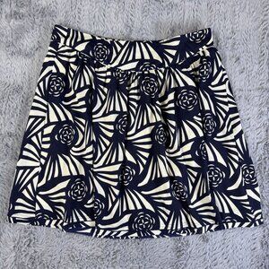 NEW Anthropologie Corey Lynn Womens M Navy Cream Floral Pleated Skirt Fully Line